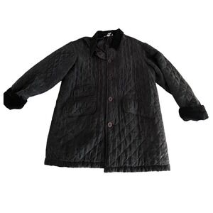 Vintage Jennifer Moore Sport 100% Silk Quilted Black Barn Field Jacket Small
